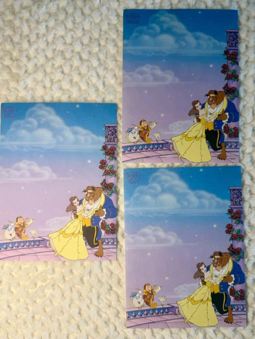 Vintage Disney Beauty & the Beast Stationary Paper (3 Sheets)